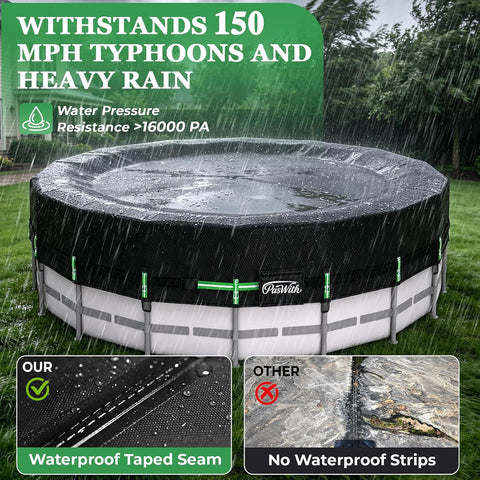 16FT Winter Pool Covers for Above Ground Pools 150MPH Windproof