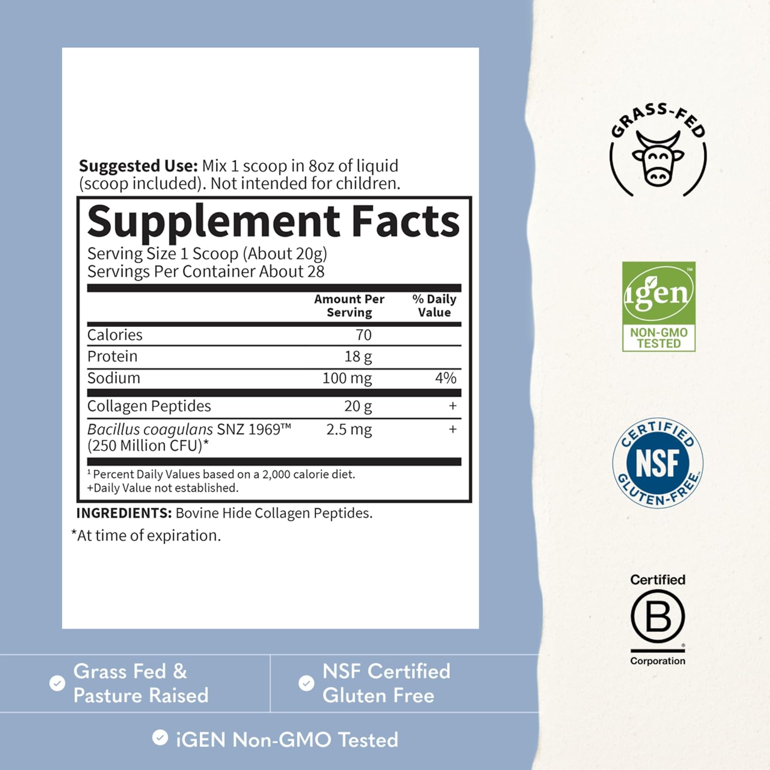 Garden of Life Grass Fed Collagen Peptides Powder Unflavored Collagen Powder for Women Men Hair Skin Nails Joints, Hydrolyzed Collagen Protein Supplements, Collagen for Women & Men, 28 Servings