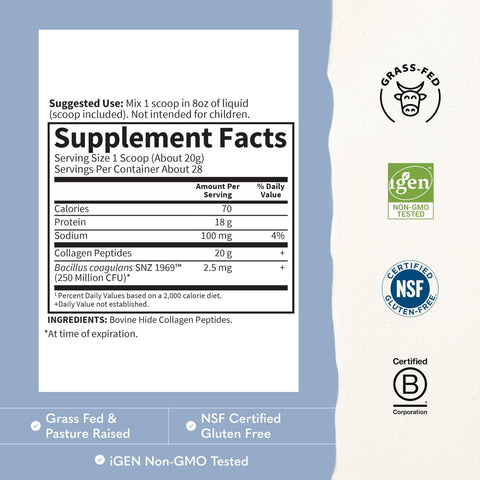 Garden of Life Grass Fed Collagen Peptides Powder Unflavored Collagen Powder for Women Men Hair Skin Nails Joints, Hydrolyzed Collagen Protein Supplements, Collagen for Women & Men, 28 Servings