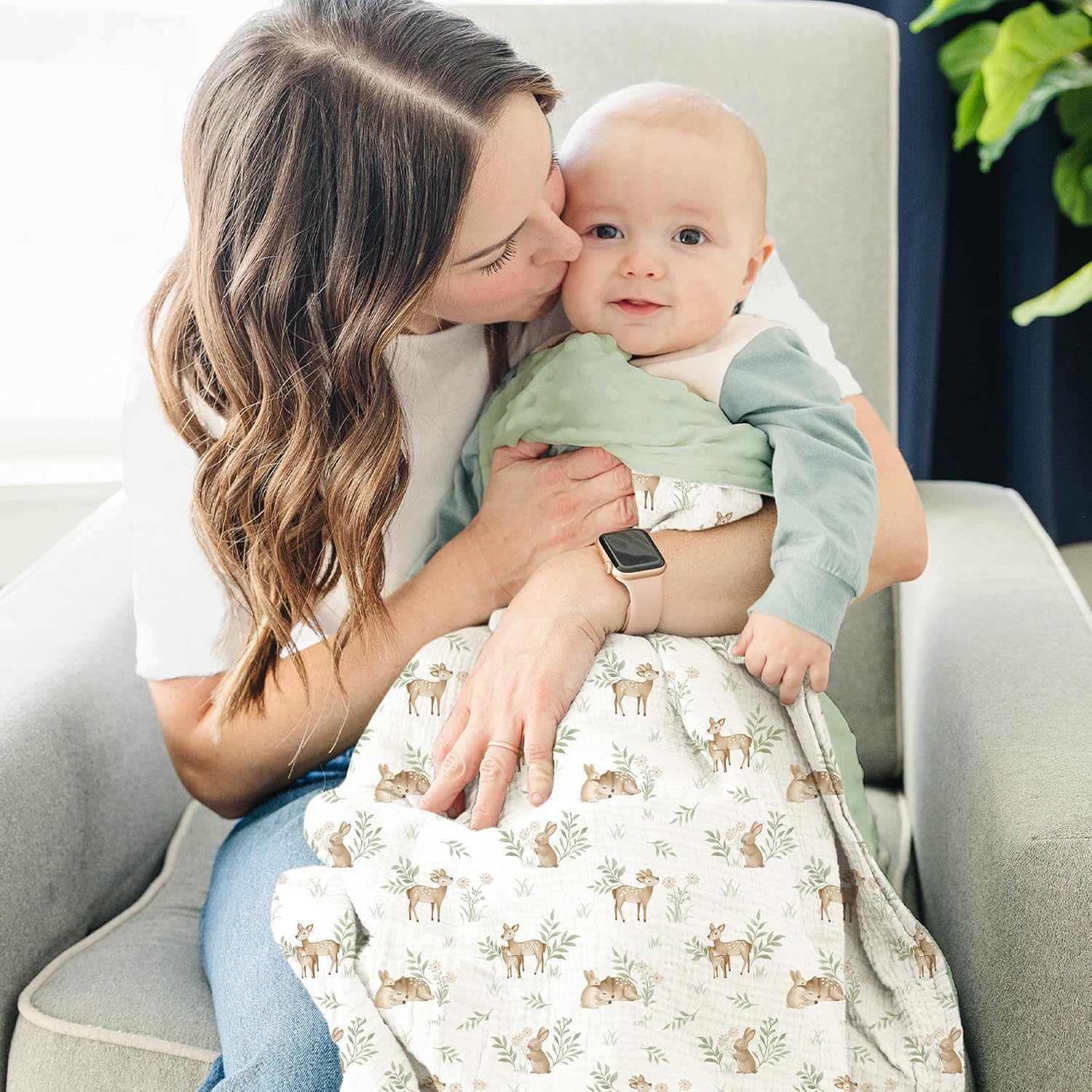 Konssy Soft Muslin Baby Blanket for Unisex Boys & Girls, 30 x 40 Inch