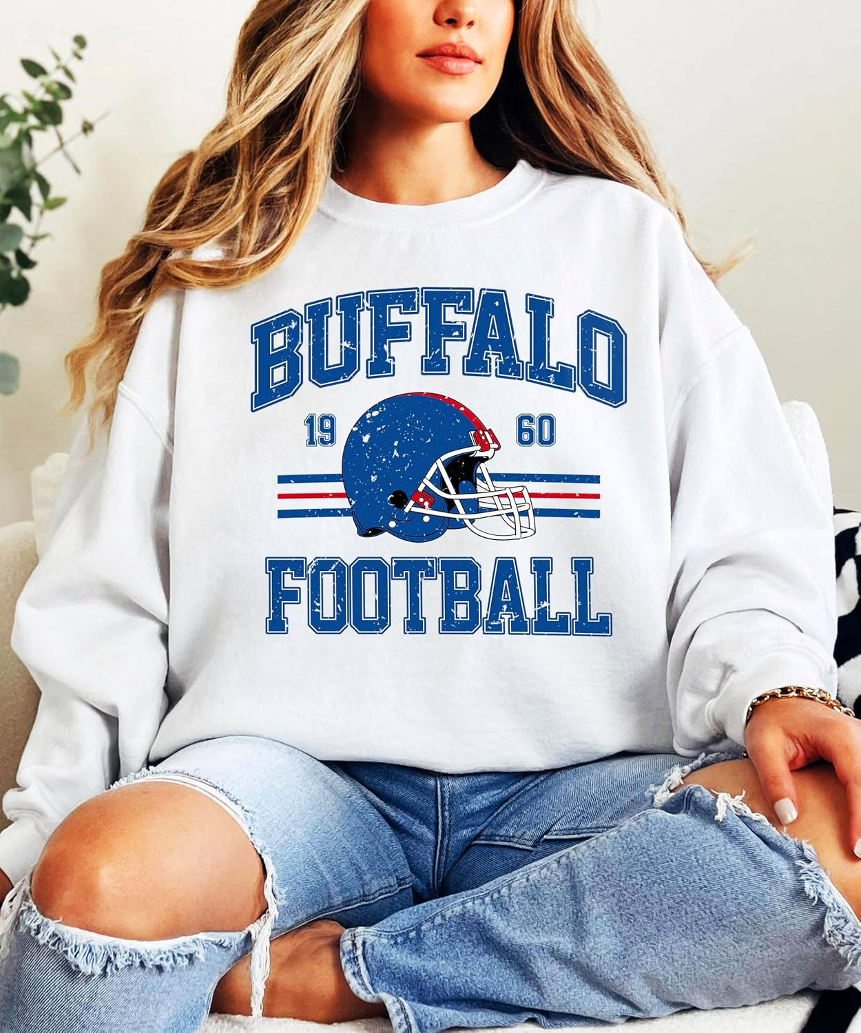 Olive Loves Apple Vintage Buffalo 1960 Football Sweatshirt for Men Women and Kids Distressed Game Day Pullover