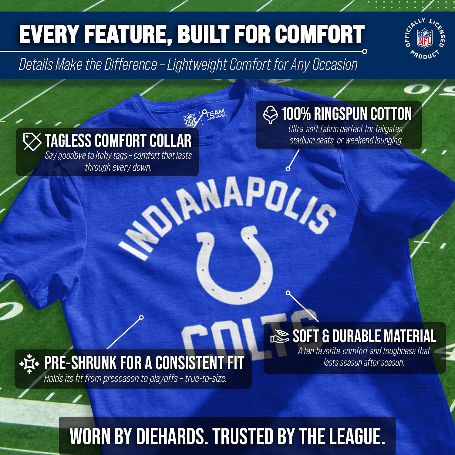 NFL Gameday Cotton Blend T-Shirt for Men and Women - Licensed