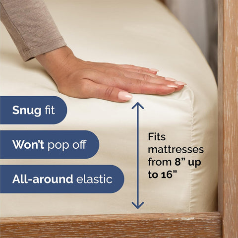Queen Size 4 Piece Sheet Set - Breathable & Cooling Sheets - Off White