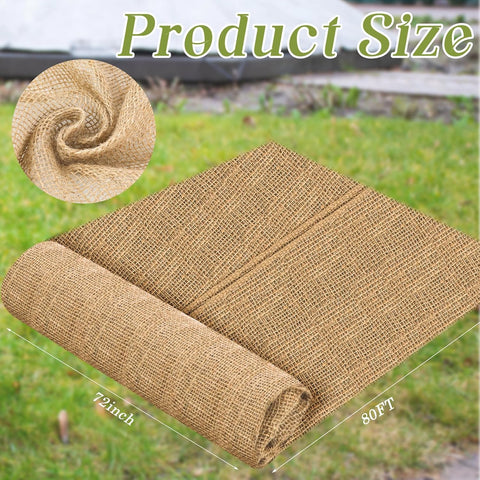 Buryeah 1 Pack 72 Inch X 80 ft Burlap Fabrics Roll Natural Jute Garden