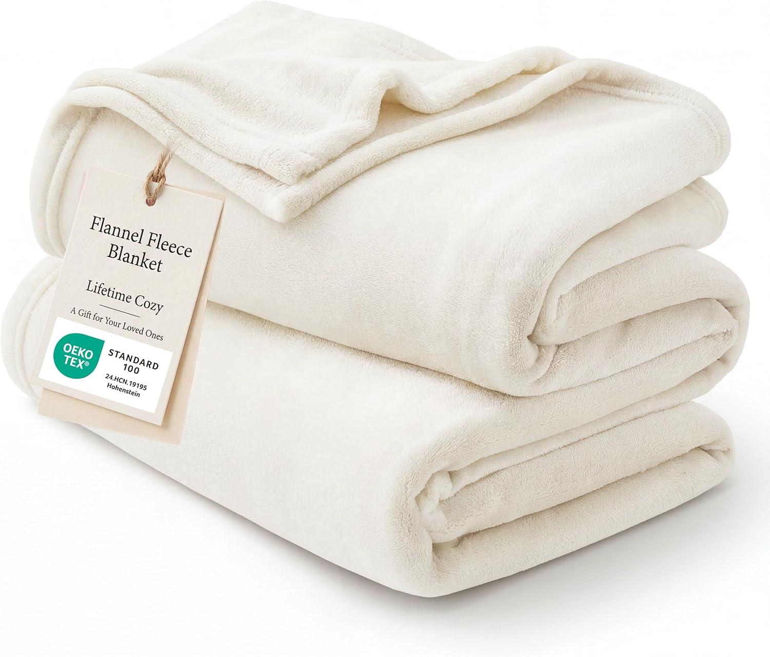 Bedsure GentleSoft Cream Throw Blanket for Couch - 300GSM Soft Cozy Fleece Blankets for Home Decor Gifts Throws for Travel Camping 50x60 Inches