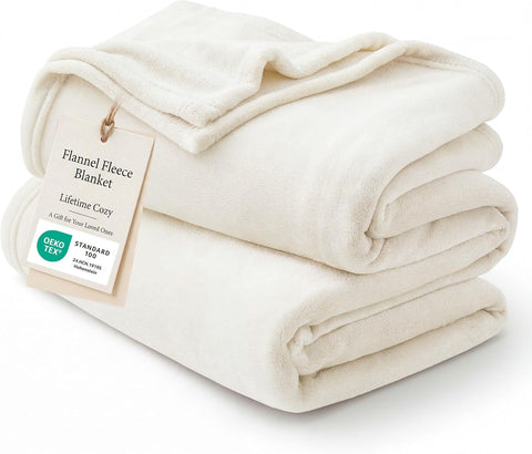 Bedsure GentleSoft Cream Throw Blanket for Couch - 300GSM Soft Cozy Fleece Blankets for Home Decor Gifts Throws for Travel Camping 50x60 Inches