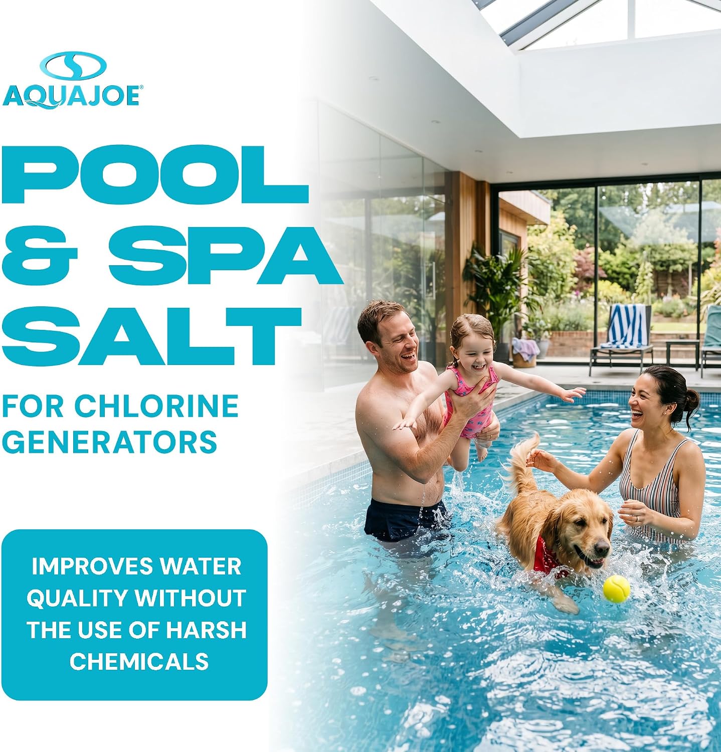 Aqua Joe Pool Salt & Spa Salt for Chlorine Generators, 40 Pound Bag,AJ-PS40