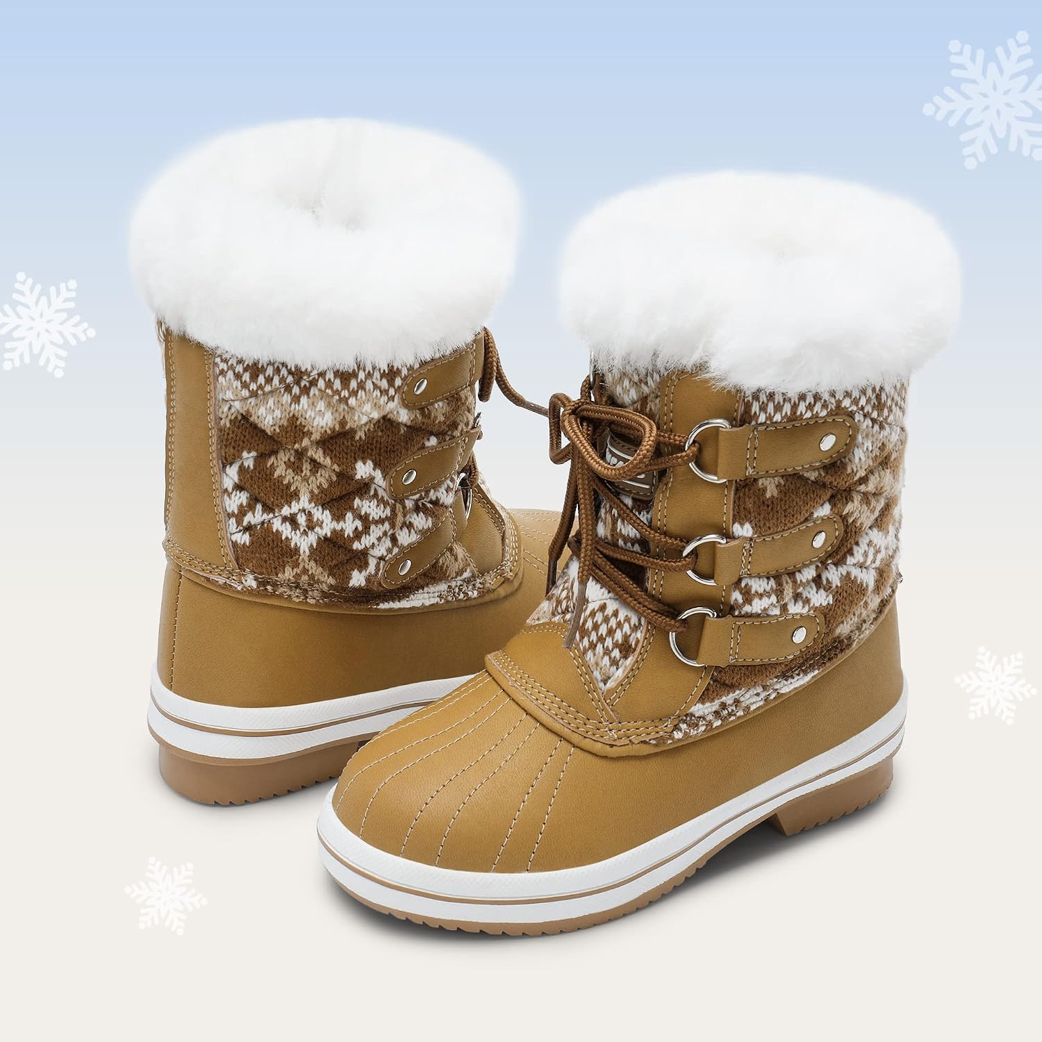 DREAM PAIRS Girls Winter Snow Boots Faux Fur