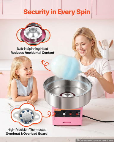VEVOR Commercial Cotton Candy Machine, 1000W Electric Candy Floss Maker