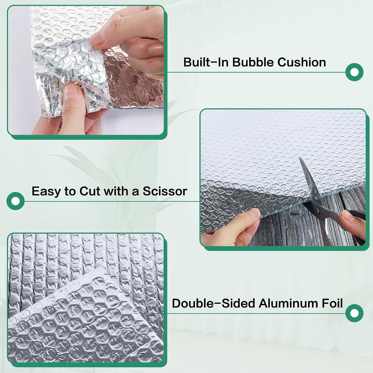 FONUNO Bubble Insulation Sheet, Reflective Insulation Roll, 23.6IN X 10FT