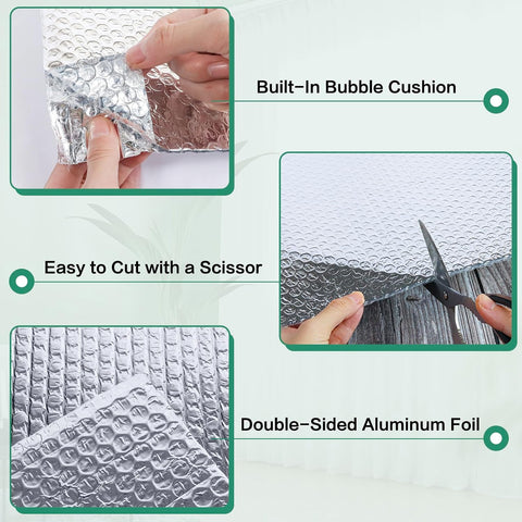 FONUNO Bubble Insulation Sheet, Reflective Insulation Roll, 23.6IN X 10FT
