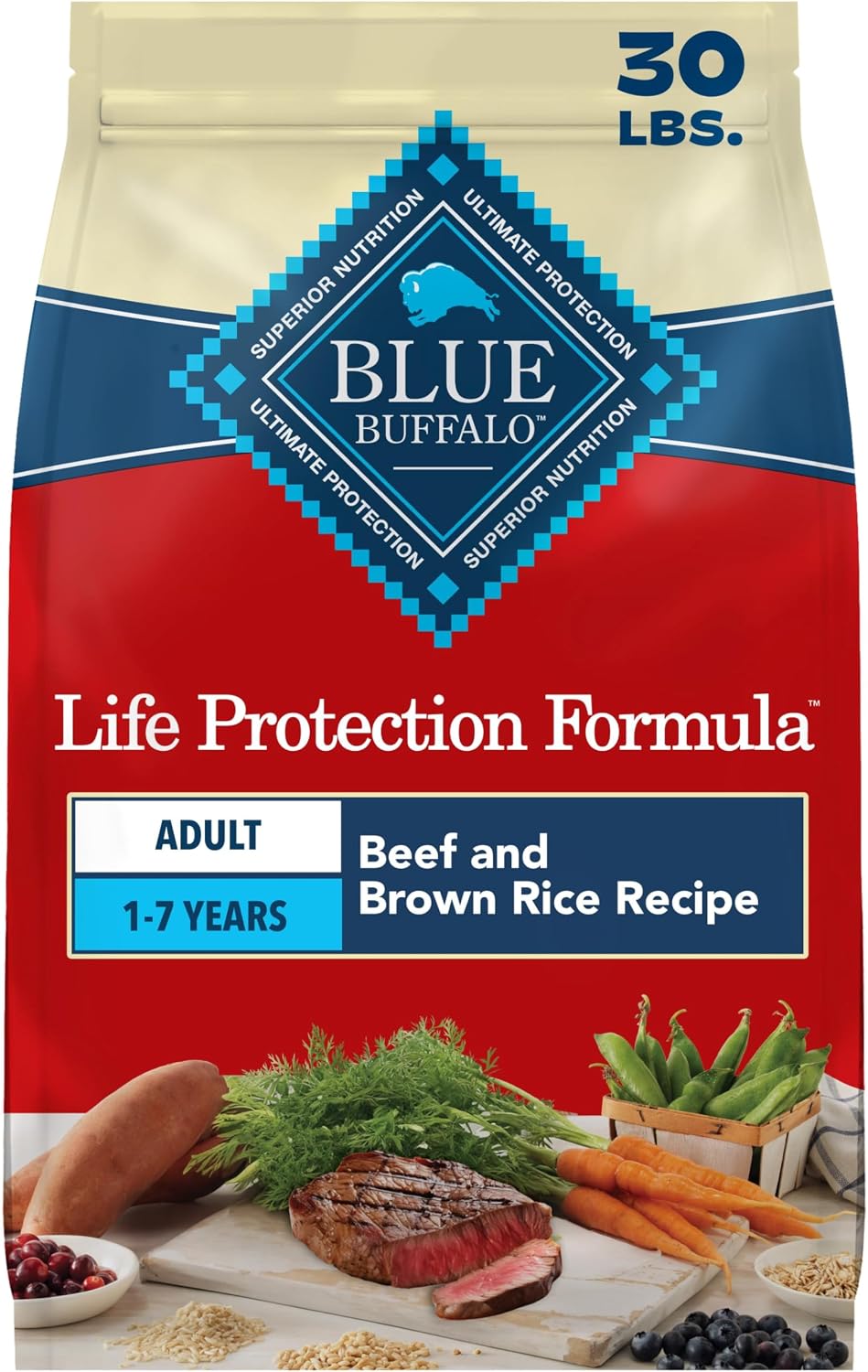 Blue Buffalo Life Protection Formula Beef Adult Dry Dog Food, 30 lb