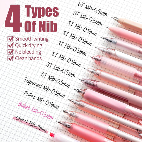 Four Candies Rose Gel Pens, Pink Barrels, Black Ink, 0.5mm, 12 Count