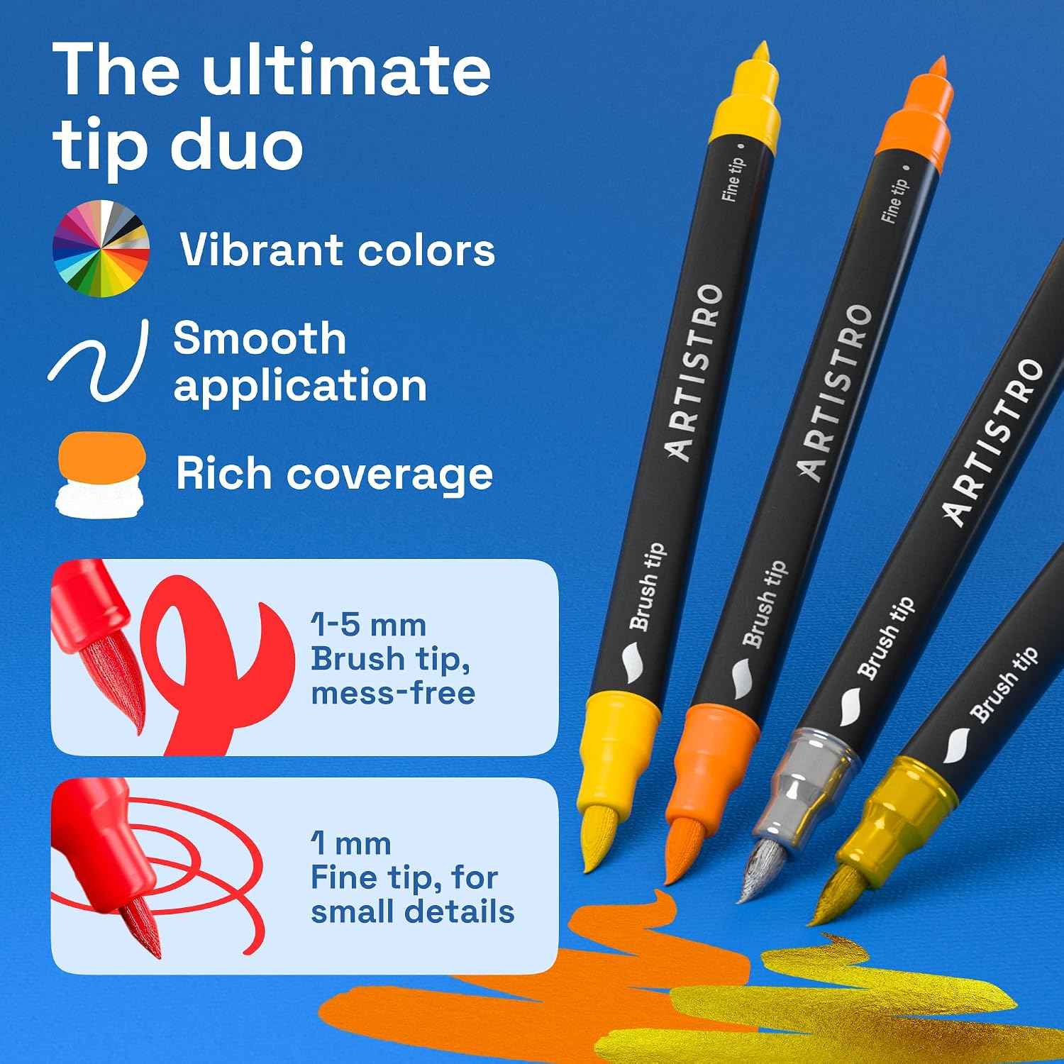 ARTISTRO 240 Dual-Tip Acrylic Paint Marker Pens for Drawing
