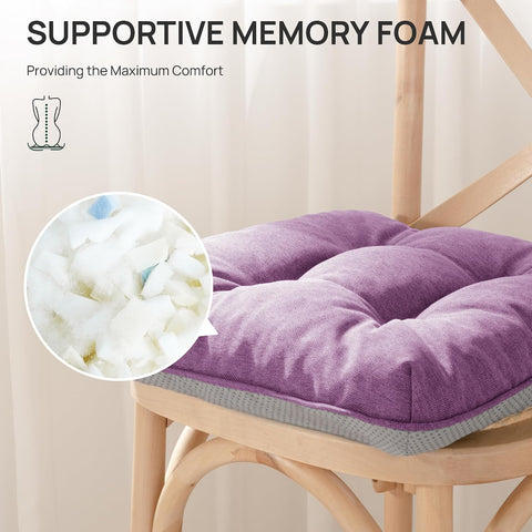 Love's cabin Memory Foam Chair Cushions Set of 4, 19 Inch, Light Purple