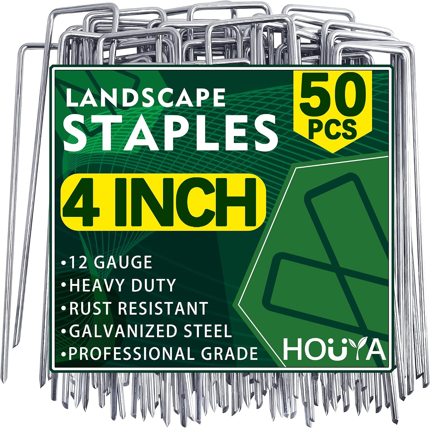 50 Pack Landscape Staples 4 Inch 12 Gauge Garden Stakes