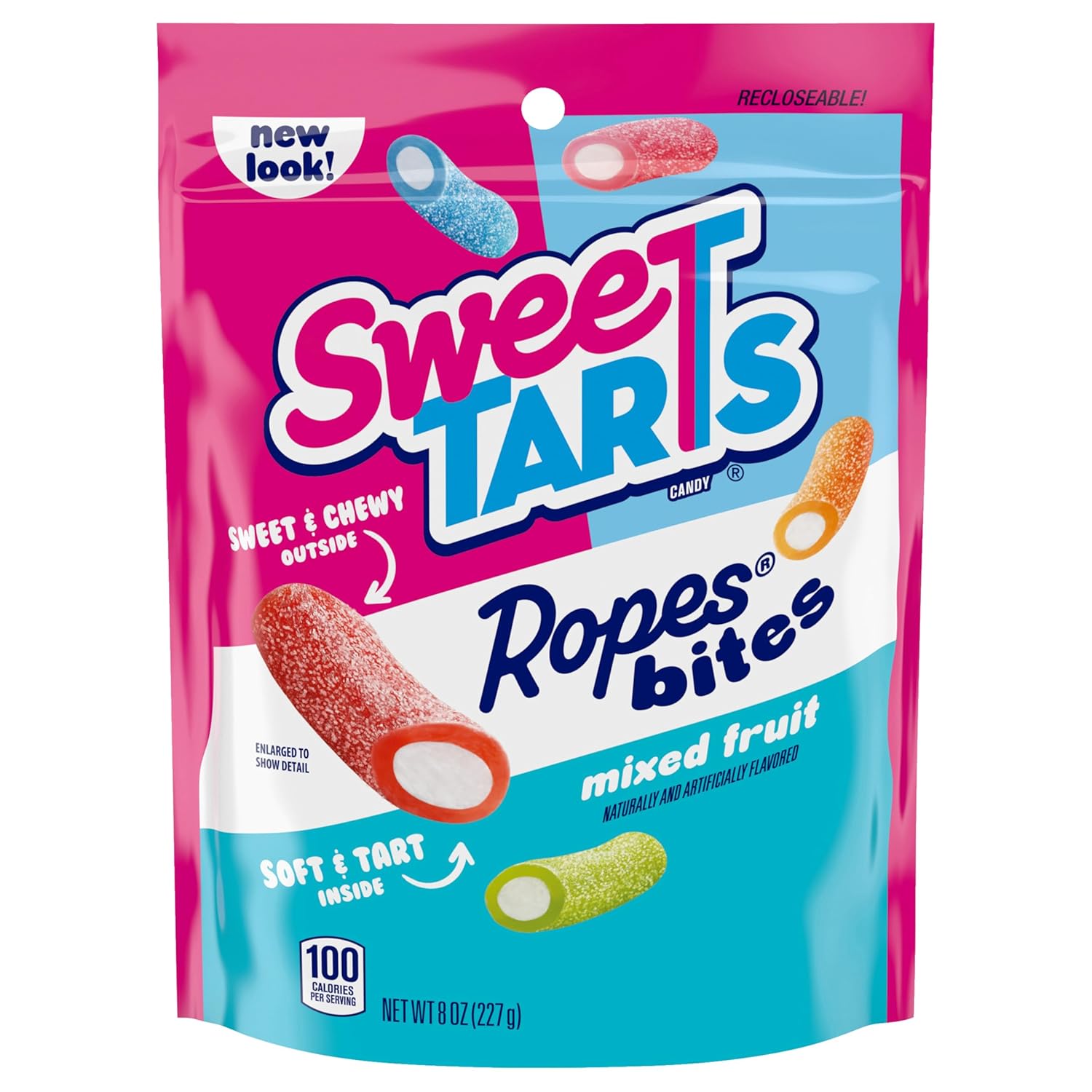 SweeTARTS Rope Bites Mixed Fruit Flavored Candy, Resealable Bag, 8 oz