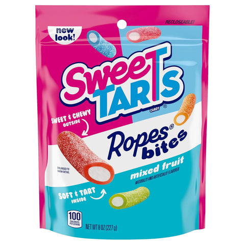 SweeTARTS Rope Bites Mixed Fruit Flavored Candy, Resealable Bag, 8 oz