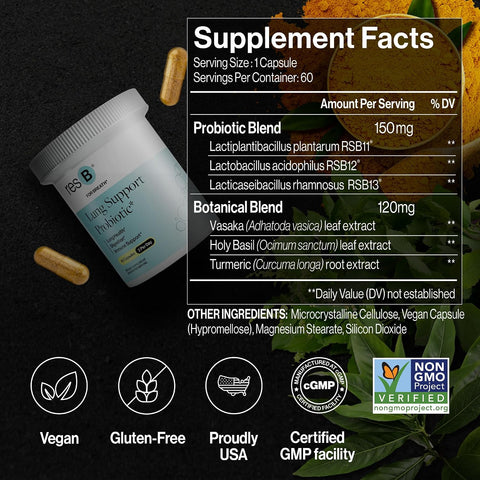 resB Lung Support Probiotic Supplement, 180 Capsules, 3 Bottles