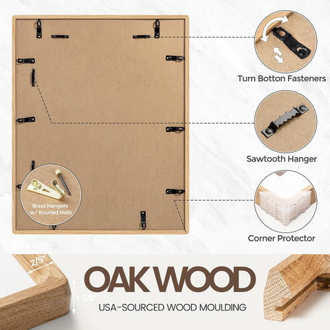 Picture Frame, USA-Sourced Hardwood Photo Frame, White Oak, 12x16
