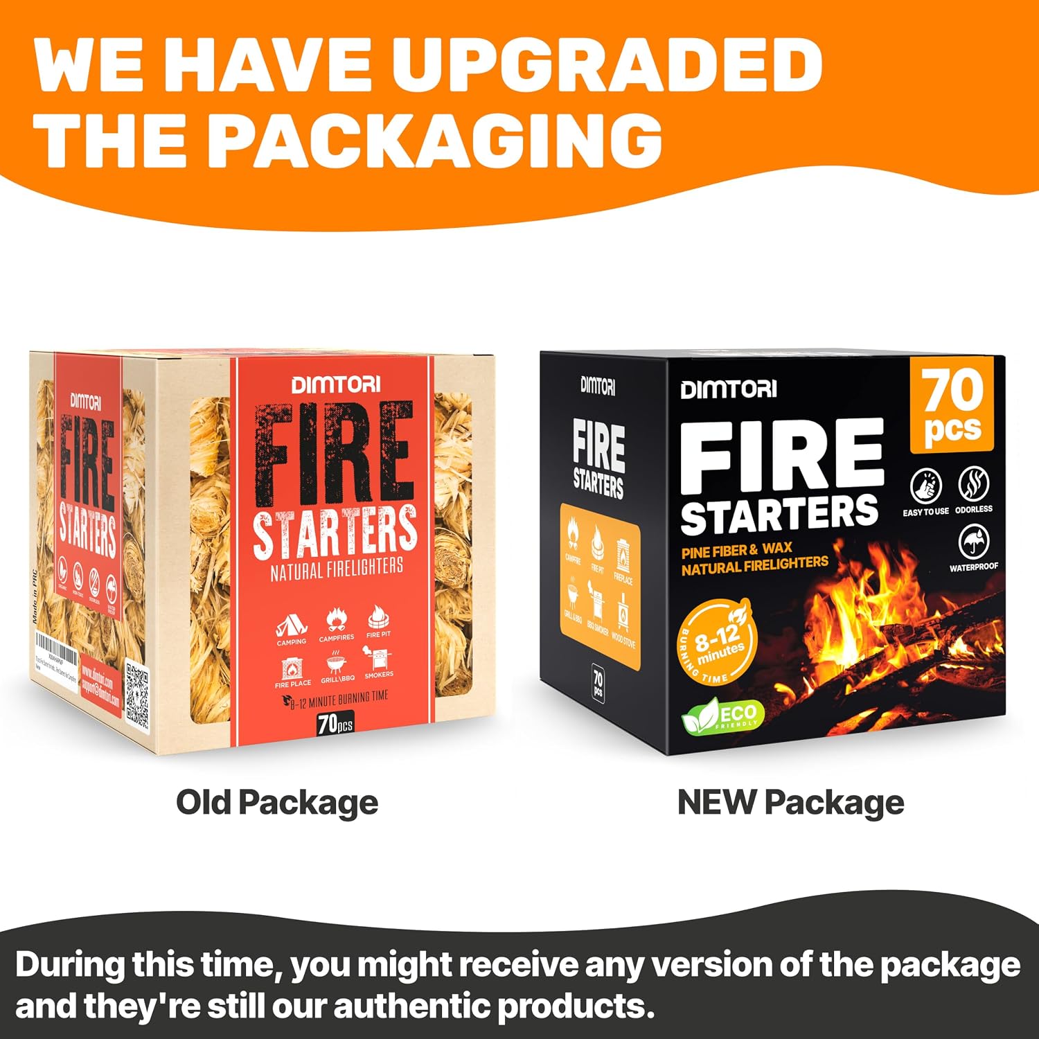 70 pcs Fire Starter - Natural Fire Starters for Campfires, Fire Pit, Pizza Oven, Fireplace, Smoker, BBQ, Pellet Stove & Wood - Fire Starters for Grill, Charcoal Starter