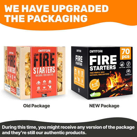70 pcs Fire Starter - Natural Fire Starters for Campfires, Fire Pit, Pizza Oven, Fireplace, Smoker, BBQ, Pellet Stove & Wood - Fire Starters for Grill, Charcoal Starter