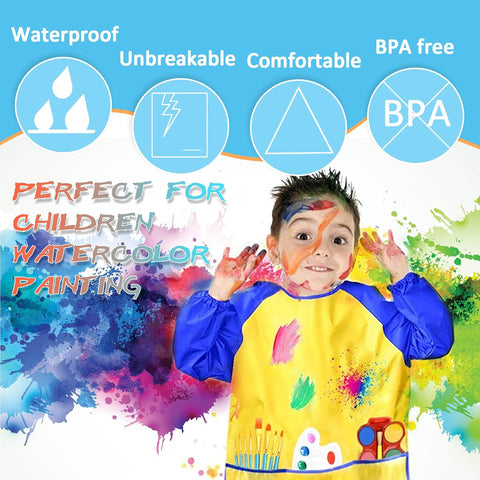 Zkptops 12 Pack Kids Art Smocks Waterproof Painting Apron,Toddler Smock