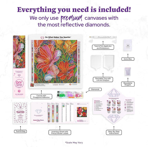 DIAMOND ART CLUB Stained Glass Flower Diamond Art Kits for Adults