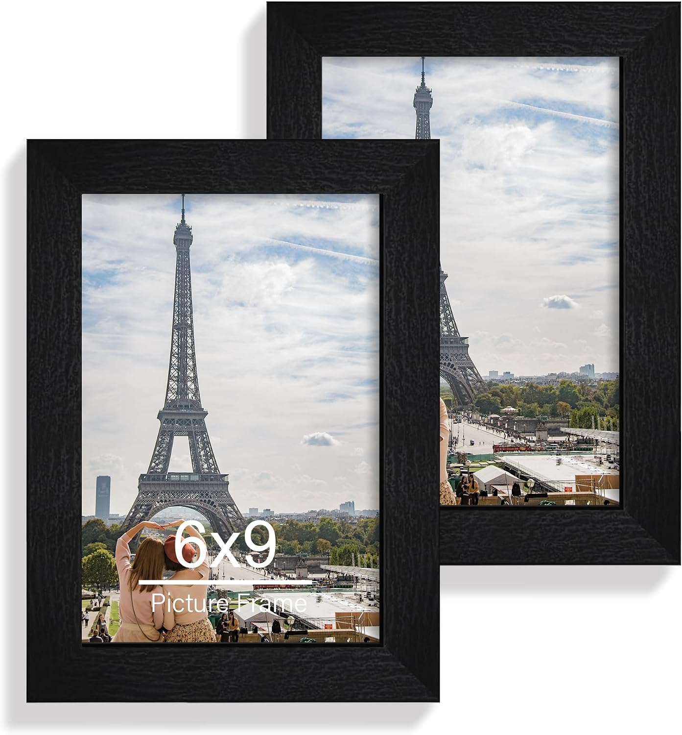 Hongkee 6x9 Picture Frame Set of 2, Real Glass and Wood Frame