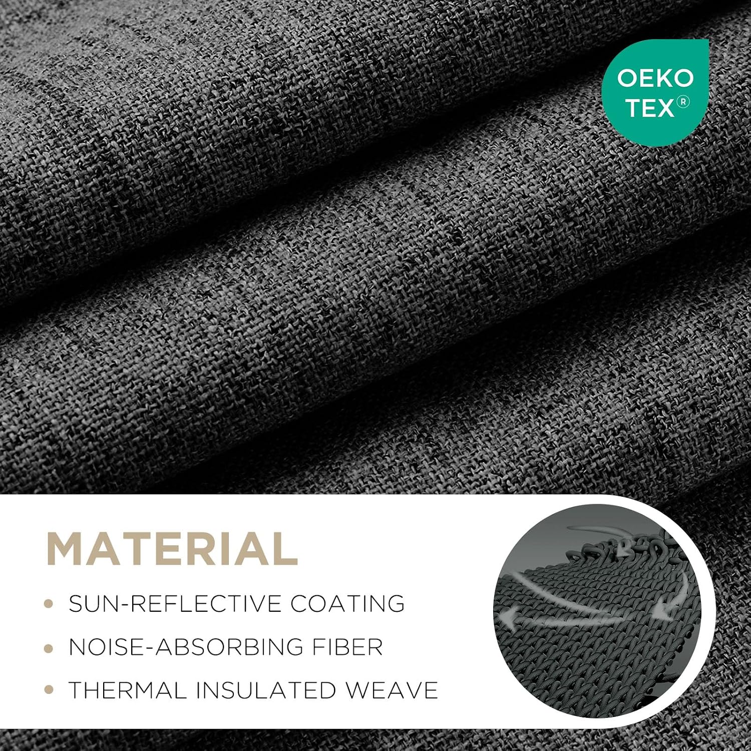 Joydeco Linen Blackout Curtains for Bedroom - 100% Light Blocking 1 Panels, Black Drapes 70" W x 108" L, Thermal Insulated Room Darkening Curtains for Living Room, Rod Pocket & Back Tabs