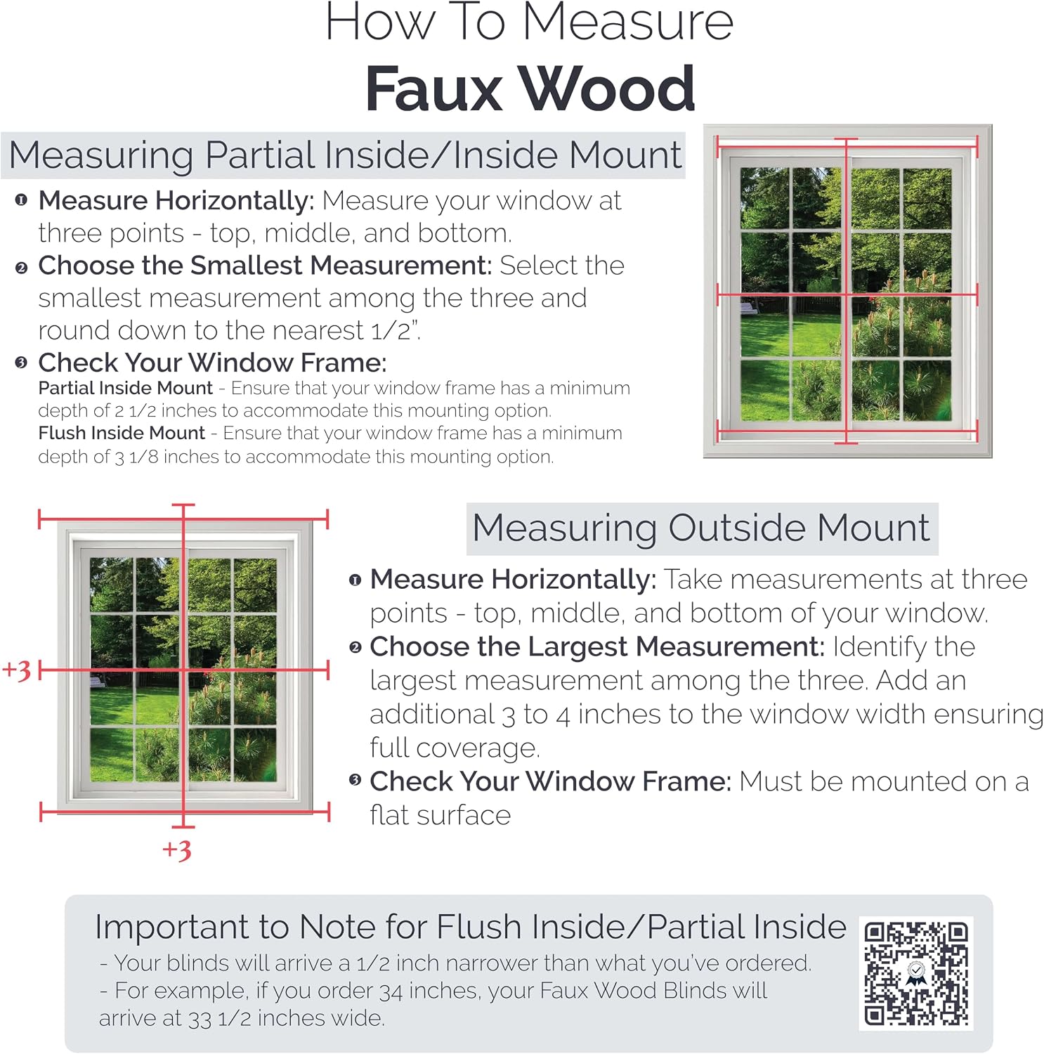 Linen Avenue Cordless 2" Faux Wood Blind White 58 1/2 W x 36 H, Flush Inside Mount (No Valance Side Pieces/Returns Included, Arrives ½ Inch Narrower)