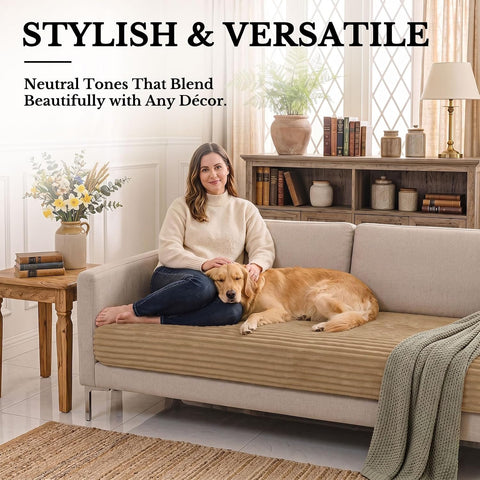 Smiry Waterproof Couch Cover for Dogs, Washable Non Slip Plush Protector