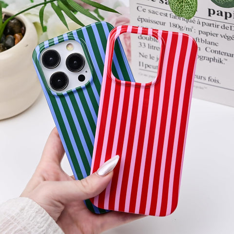 Cute Striped Case for iPhone 15 Pro 6.1",Pink/Yellow