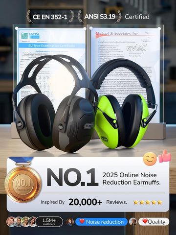 Dr.meter C06 Noise Cancelling Ear Muffs, 28NRR Ear Protection for Adults