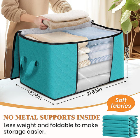 Fab totes 4 Pack Storage Bags for Clothes Blanket Storage Bins with Lids