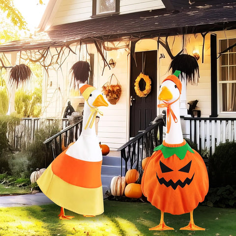 2 Set Fall Porch Goose Outfit, Halloween 23" Lawn Goose Cloth