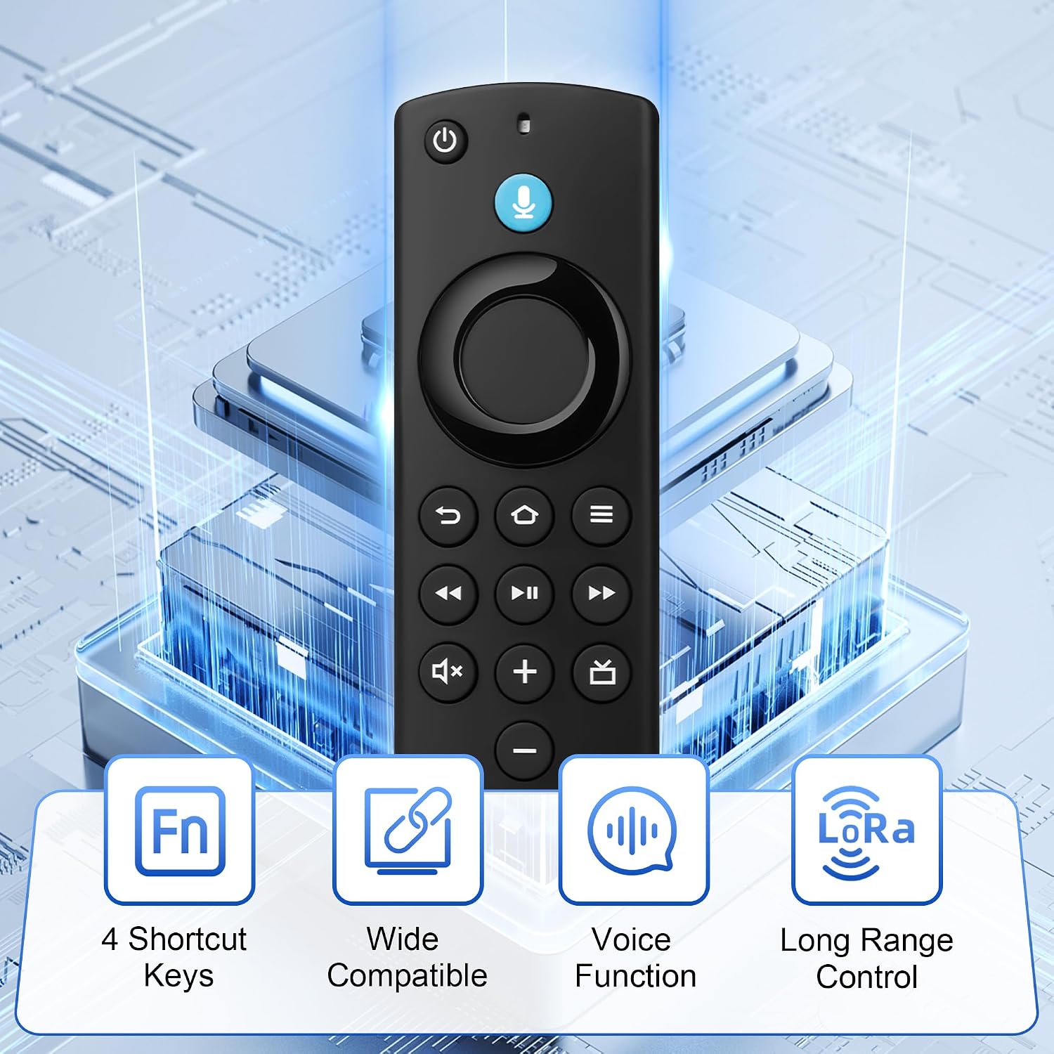 Replacement TV Remote Control for All Fire Series, Compatible with Fire Smart TV Stick/TV Cube/Stick Lite/HD/4K Max/4K,Smart TV 3rd Gen with Voice Controller