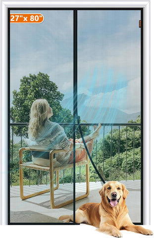 MAGZO Magnetic Screen Door Fits Door Size 27"x80", Hands-Free Mesh Gray