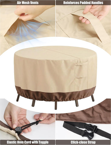 Patio Furniture Covers Waterproof, Outdoor Furniture Covers Waterproof Windproof with Padded Handles, Heavy Duty 600D Oxford Outdoor Table Chair Set Cover