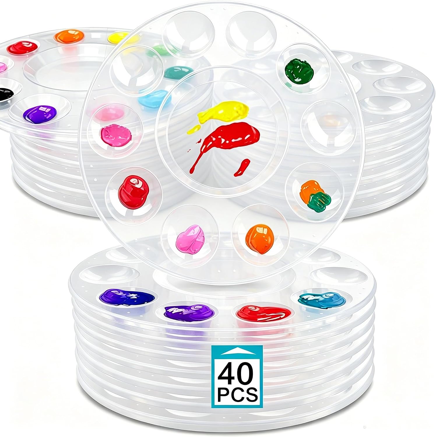 Hulameda 40pcs Clear Art Paint Tray Palette for Kids or Pupils to Painting