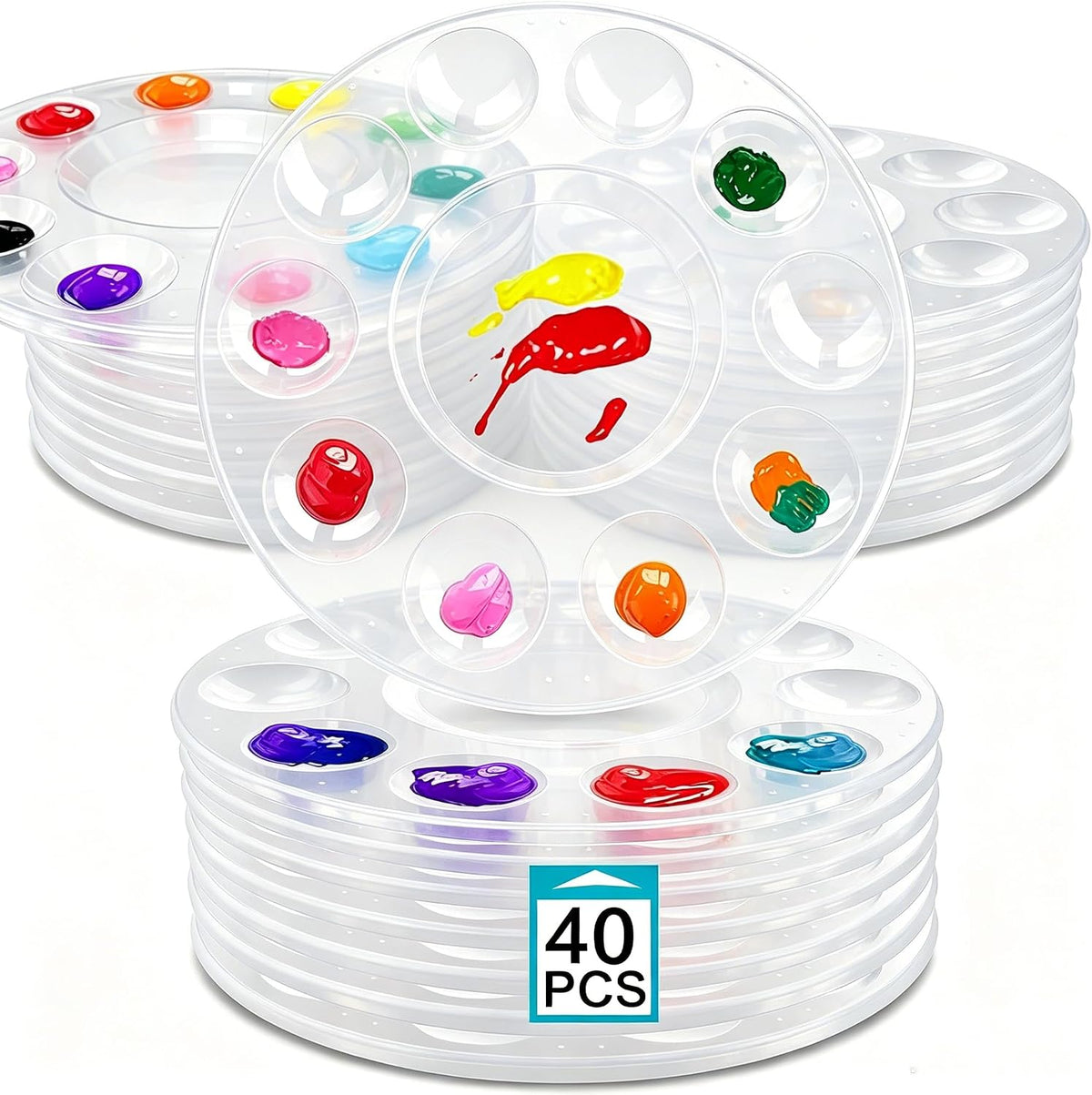 Hulameda 40pcs Clear Art Paint Tray Palette for Kids or Pupils to Painting