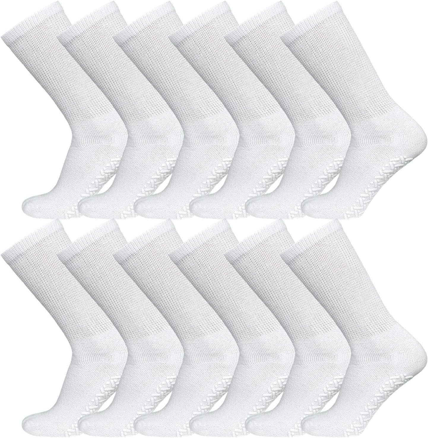 Brooklyn Socks Non-Skid Cotton Diabetic Neuropathy Crew Socks, Non-Binding Traction Control Multipack