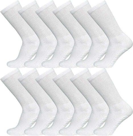 Brooklyn Socks Non-Skid Cotton Diabetic Neuropathy Crew Socks, Non-Binding Traction Control Multipack