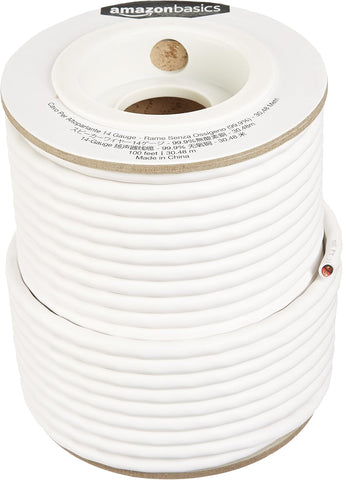 Amazon Basics 12- Gauge Speaker Wire Cable, 99.9% Oxygen -Free Copper, 200-Foot, White