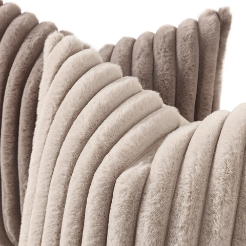 decorUhome Fall Faux Fur Throw Pillow Covers 24x24 Set of 2 Tan