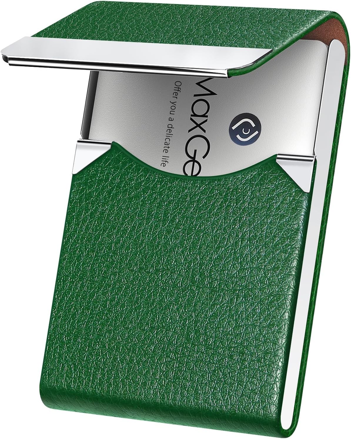MaxGear Business Card Holder, PU Leather Business Card Case, Dark Green