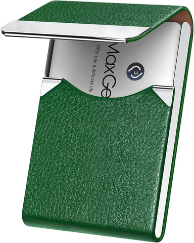 MaxGear Business Card Holder, PU Leather Business Card Case, Dark Green