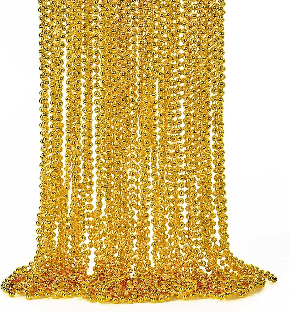 EOBOH 12PCS Mardi Gras Beads, Gold Beaded Necklace Stuff Set, 33" Mardi Gras Christmas Beads Necklace Costume Bulk, Festival Parade Throw Accessory Sets for Mardi Gras St Patricks Day Celebrations