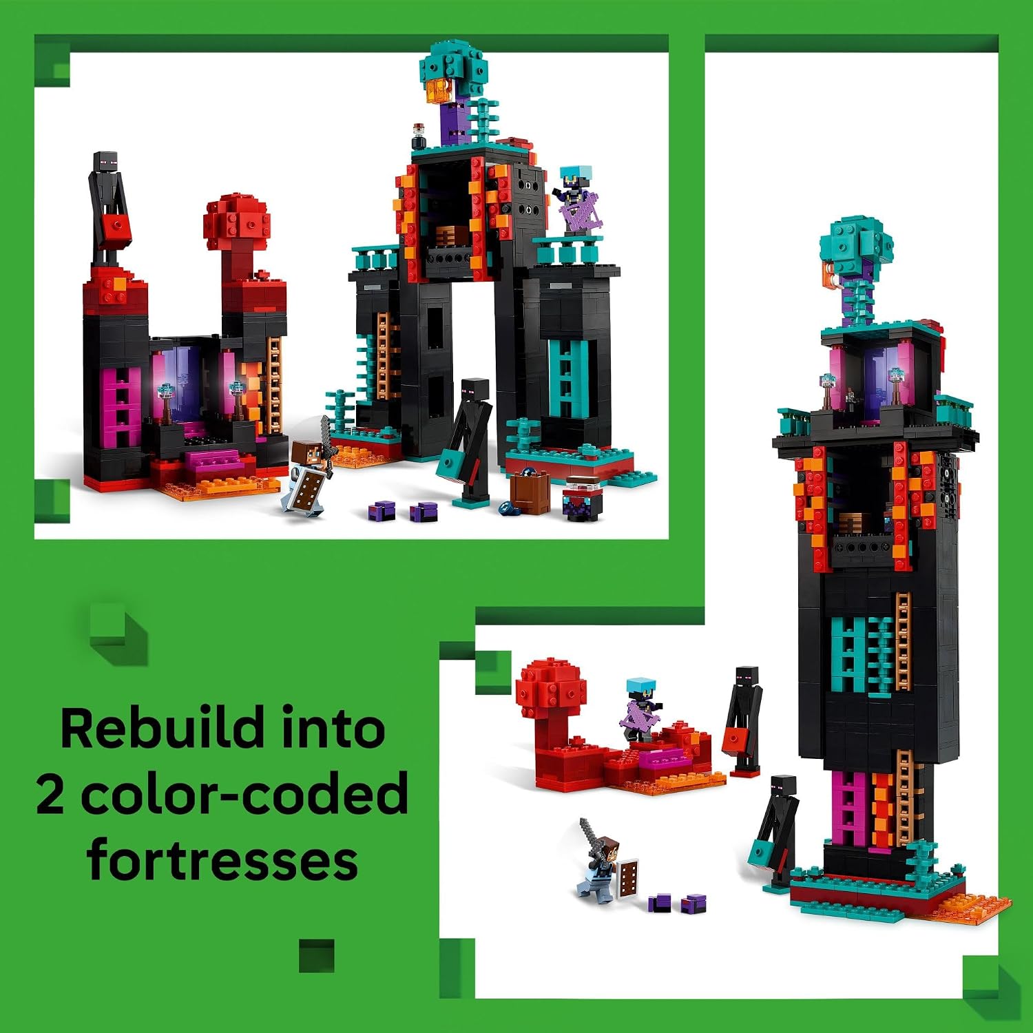 LEGO Minecraft The Enderman Tower Building Toy for Boys & Girls - Video Game Building Set for Kids, Ages 9+ - 2 Toys in 1 for Player Vs. Player Pretend Play - Gift Idea for Gamers - 21279