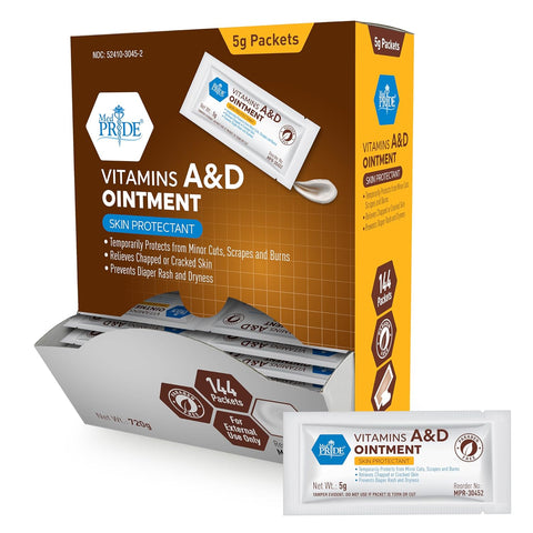 MED PRIDE Vitamins A & D Ointment Packets, Diaper Rash Cream, 5g, 144-Count